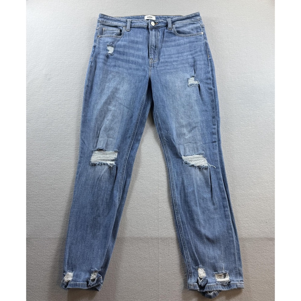 Ceros Skinny Jeans Womens 31 Blue‎ Med Wash Distressed Stretch Denim 31x28